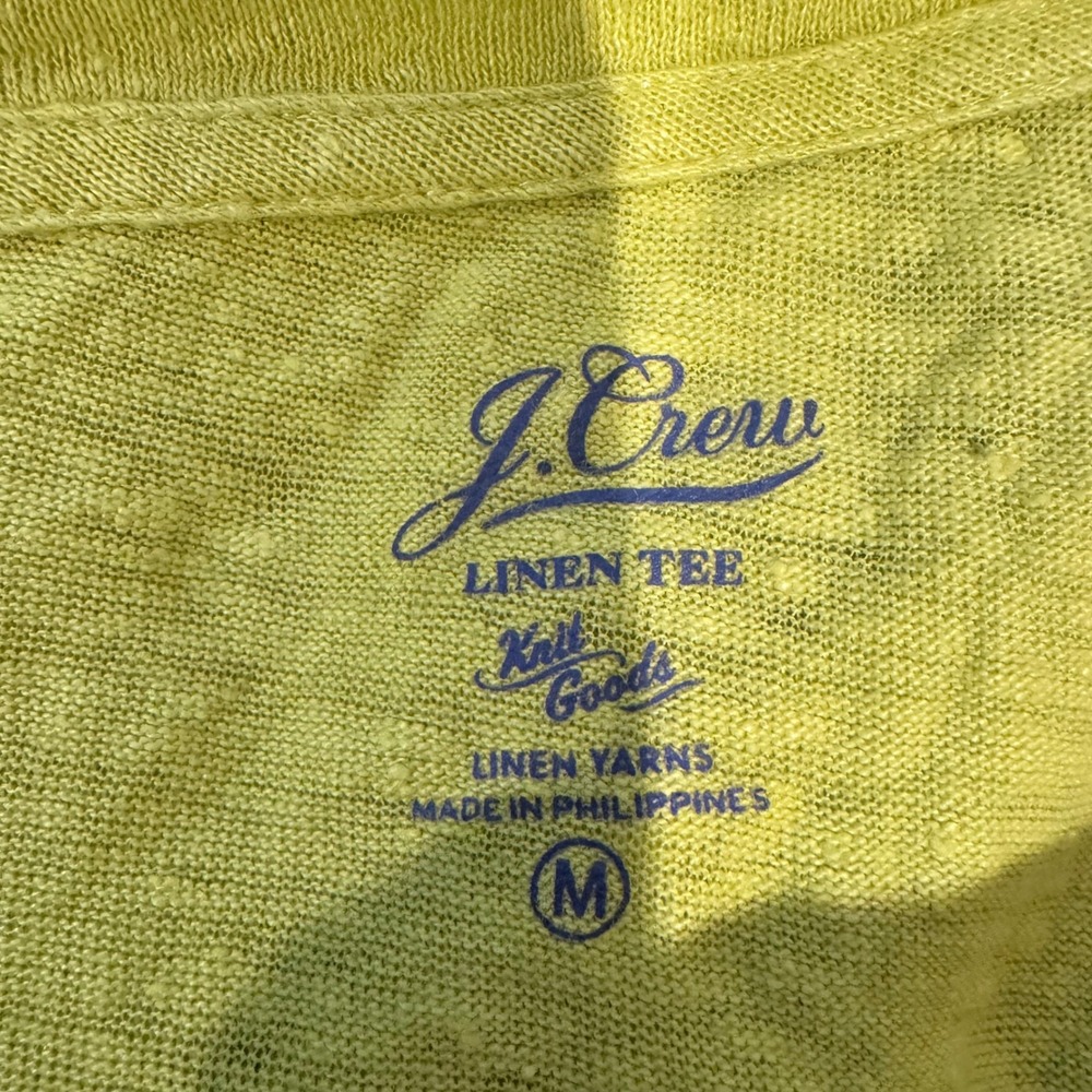 J.Crew Chartreuse Linen Long Sleeve Pocket Tee | Size M - Picture 7 of 10